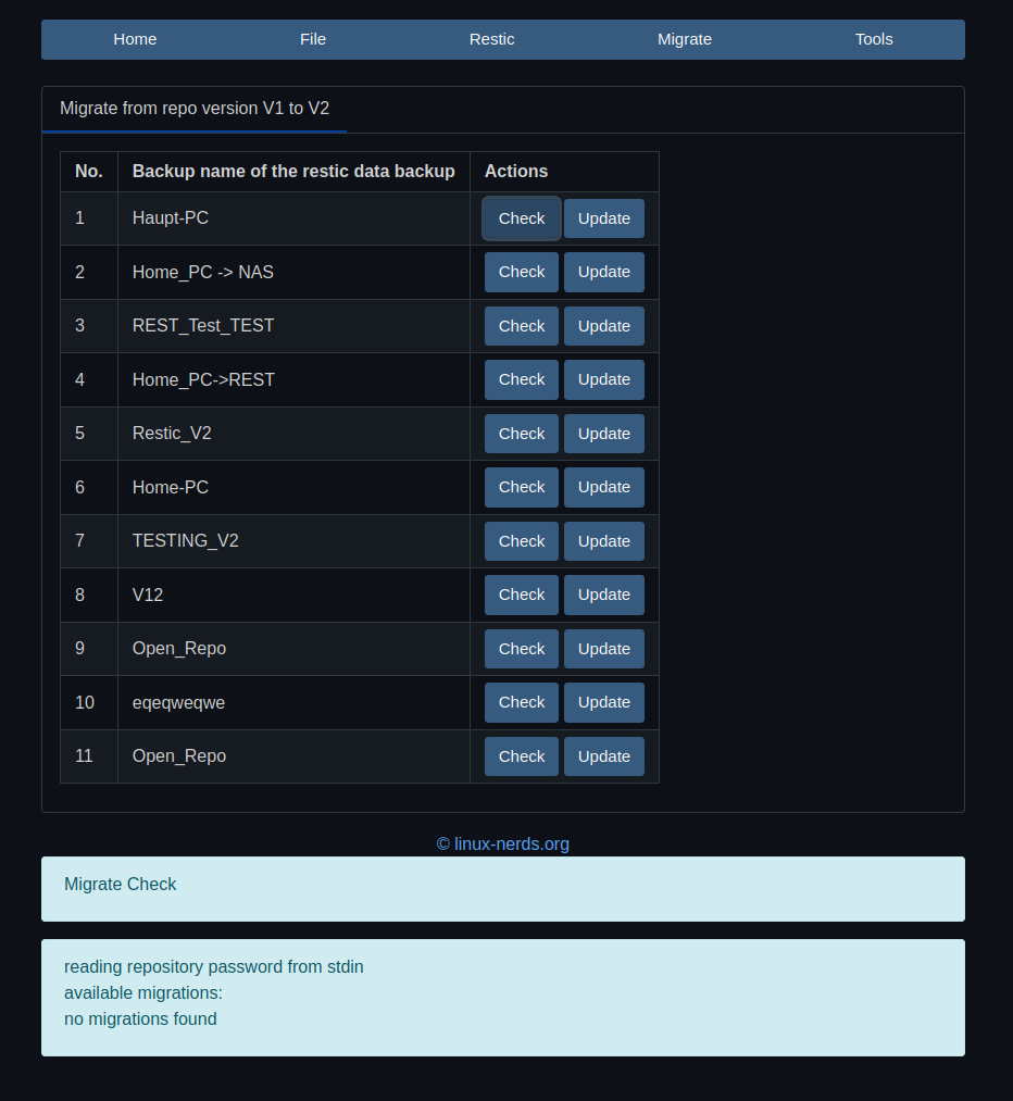Restic UI with PyWebIO