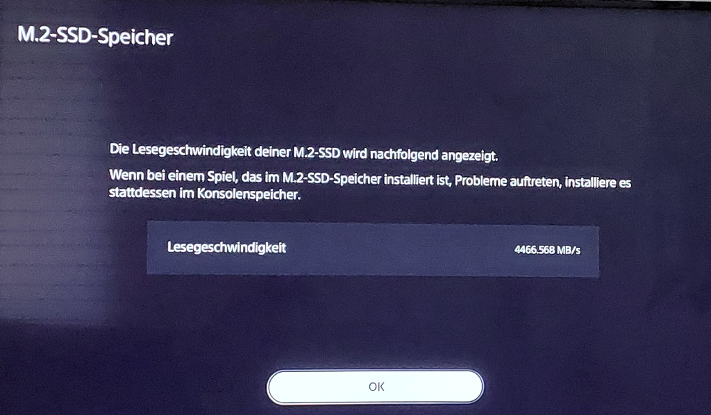 Speedtest PS5 on M.2 SSD